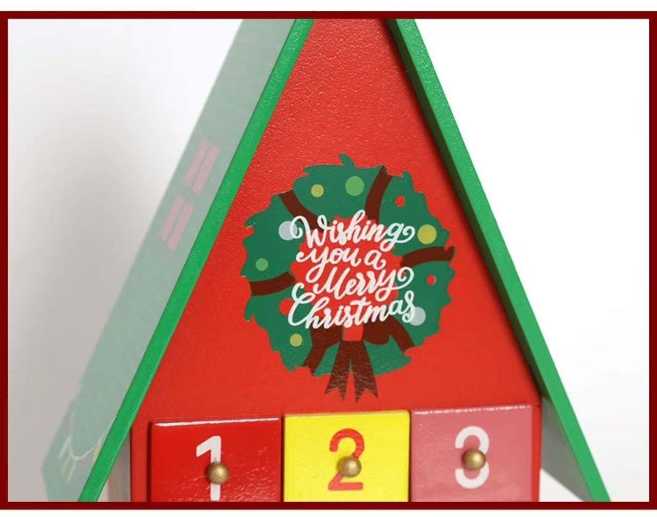 Colorful Christmas House Countdown Wooden Advent Calendar