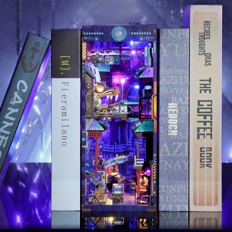 3D Cyberpunk Book Nook Kit with LED Lights & Dust-proof cover – DIY Miniature Bookshelf Décor | Endless Dimension SQ-18 | Perfect Gift Idea!(Anime Artificial Series) – Wooden World 3D Cyberpunk Book Nook Kit with LED Lights & Dust-proof cover – DIY Miniature Bookshelf Décor | Endless Dimension SQ-18 | Perfect Gift Idea!(Anime Artificial Series) – Wooden World