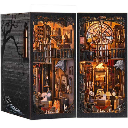 image displaying the left and front side of Dark Family DIY Book Nook Kit