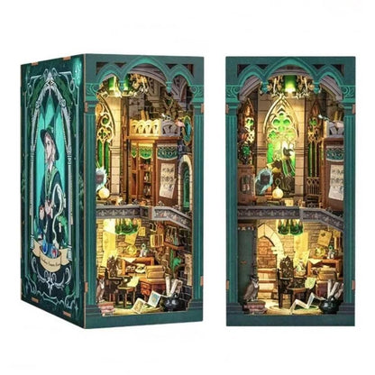 Darkness Common Room DIY Book Nook Kit, a magic college series miniature crafts inspired by Harry Potter, with abundant scenes, snap-in design, dust cover, perfect for bookend lovers, model building lovers, dollhouse collectors, bookshelf insert decor. A great DIY project for wizarding world lovers.