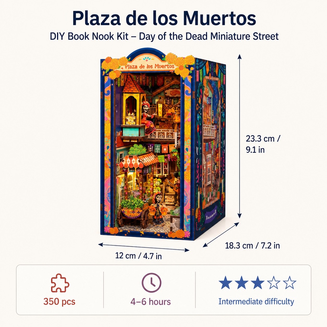 Plaza de los Muertos DIY Book Nook Kit – Day of the Dead Miniature Street