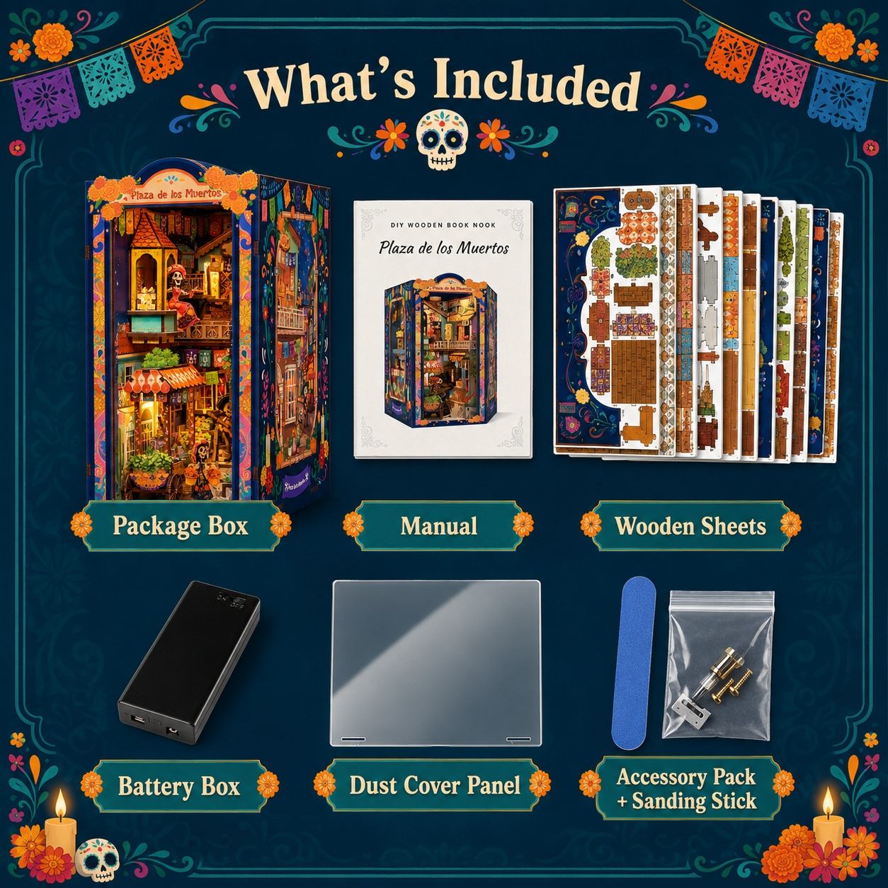 Plaza de los Muertos DIY Book Nook Kit – Day of the Dead Miniature Street