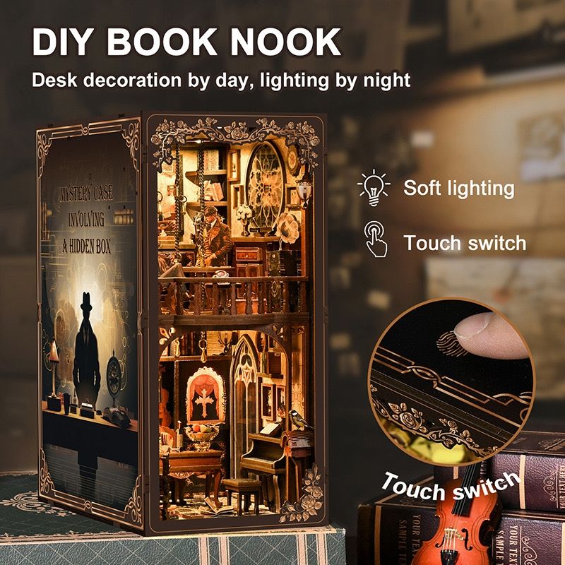 DIY book nook with soft lighting and touch switch feature