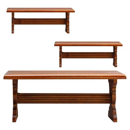 Dollhouse Furniture Picnic Table and Bench Set, including table and bench in 1:12 scale. Ideal for miniature outdoor scene