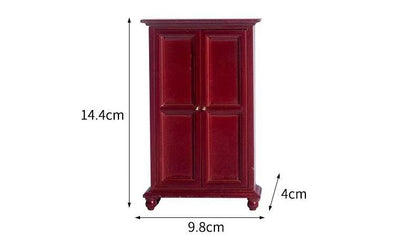 Dollhouse Miniature Furniture Double-door Wood Wardrobe in 1:12 scale