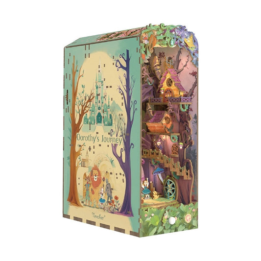 detailed miniature model of Dorothy's Journey theme inspired by the Wizard of Oz on a white background