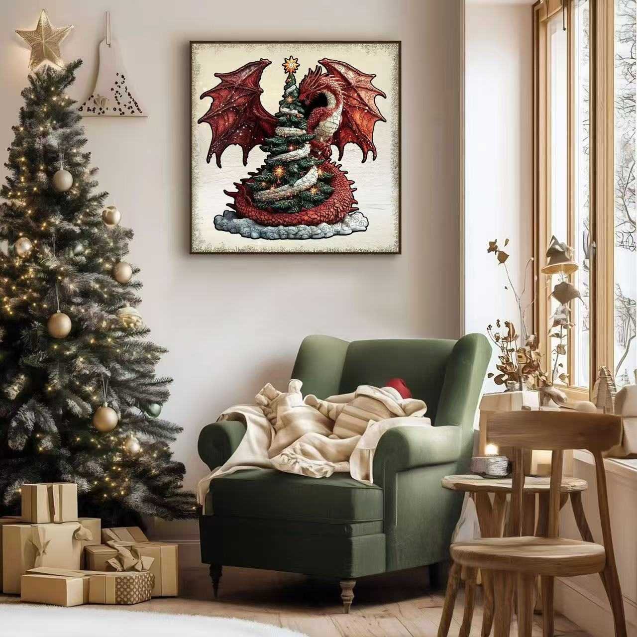 Dragon Christmas Tree Wooden Jigsaw Puzzle