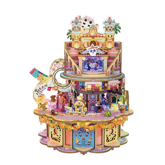 Colorful 3d wooden puzzle music box  with Coco-inspired design