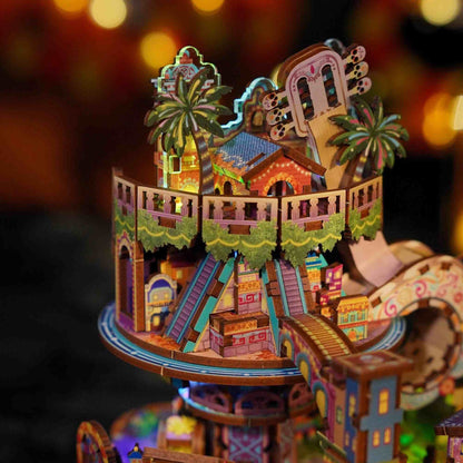 Colorful Coco-Inspired 3D wooden puzzle model with lights