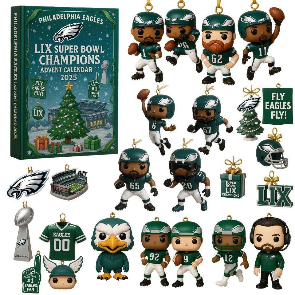 Philadelphia Eagles advent calendar with figurines and decorations