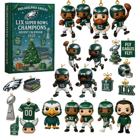 Philadelphia Eagles advent calendar with figurines and decorations