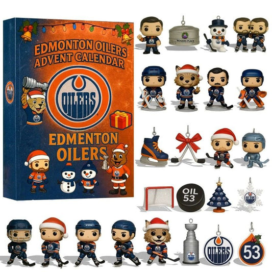 Edmonton Oilers advent calendar with figurines and decorations