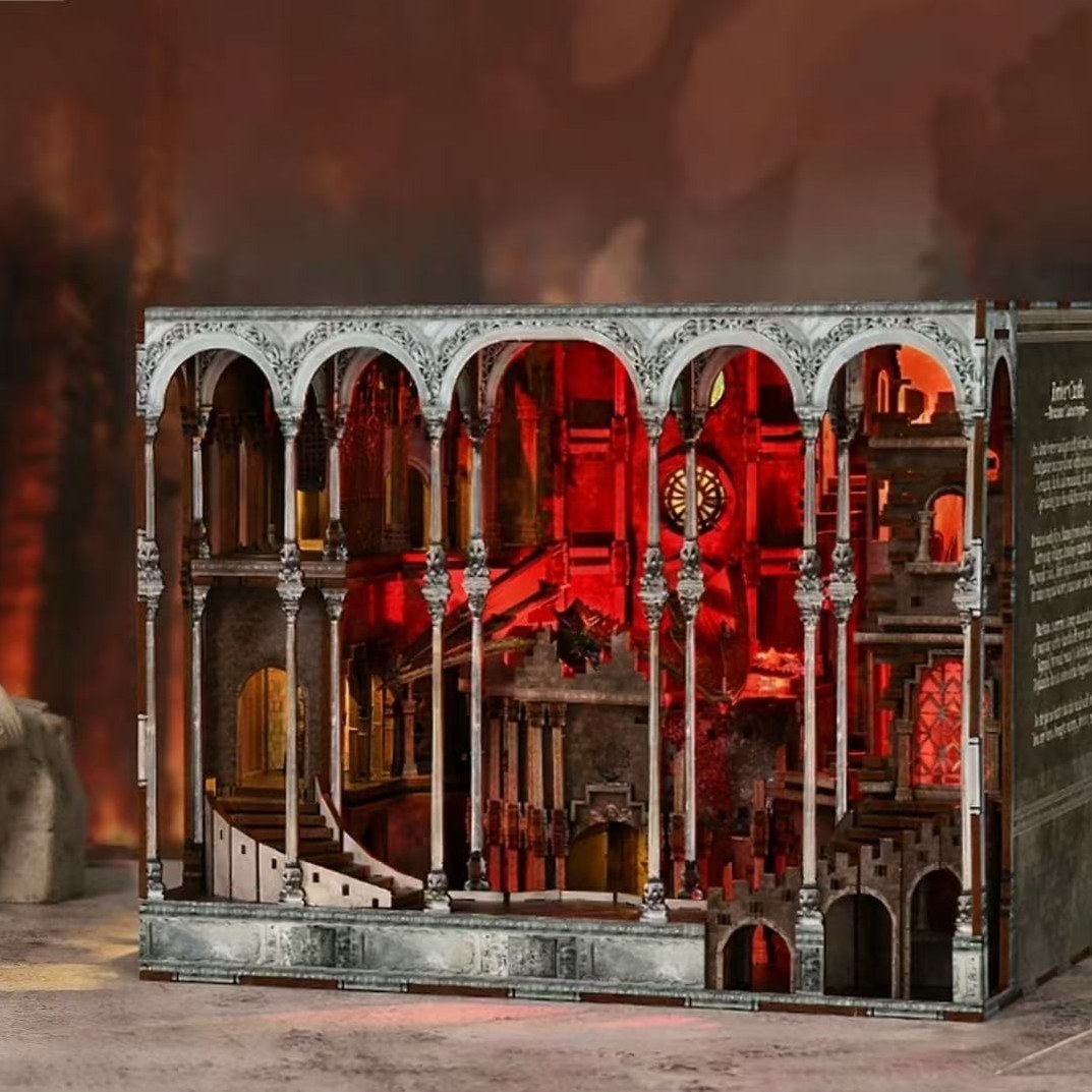 Ember Dragon Castle Book Nook DIY Kit | 3D Wooden Puzzle Bookshelf