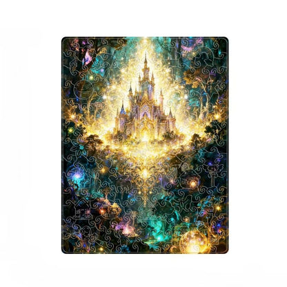 translucent acrylic Fantasy castle jigsaw puzzle with glowing lights