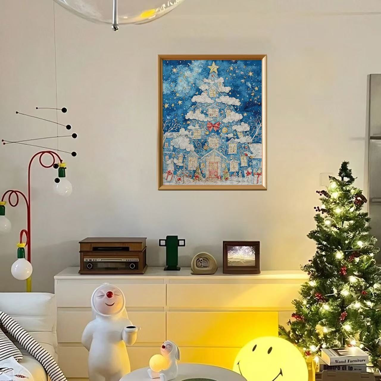 Fantasy Christmas Tree Village Wooden Jigsaw Puzzle