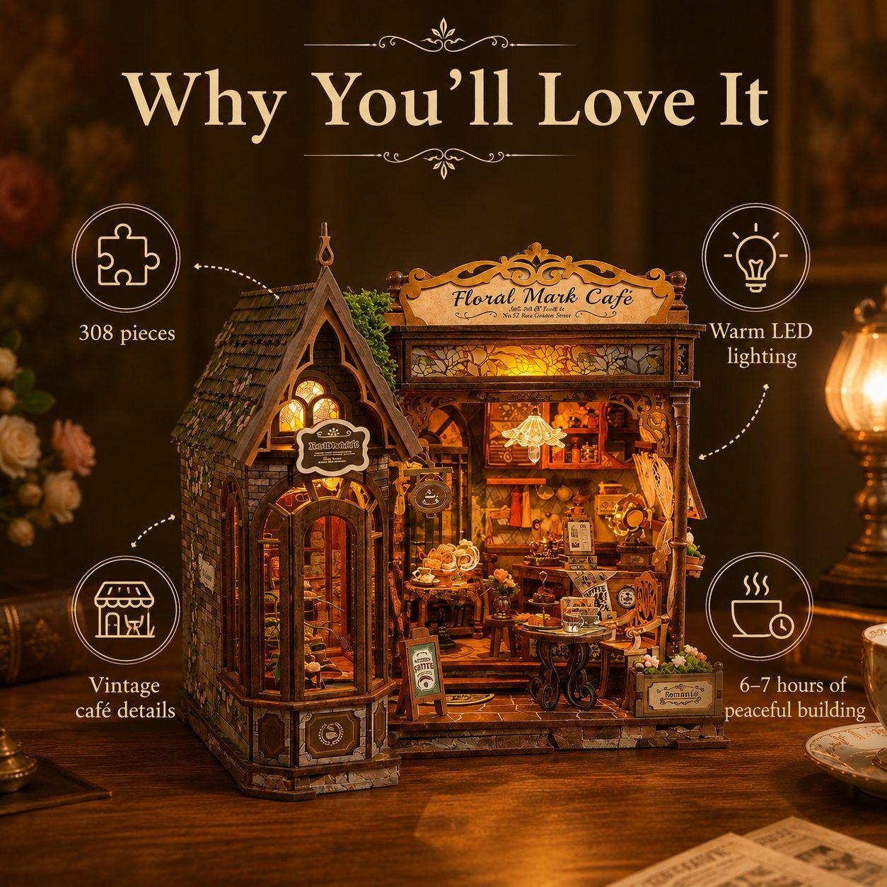 Floral Mark Café DIY Miniature House Kit