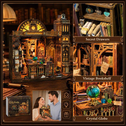 collage of miniature scenes of Folay Studio miniature house kit