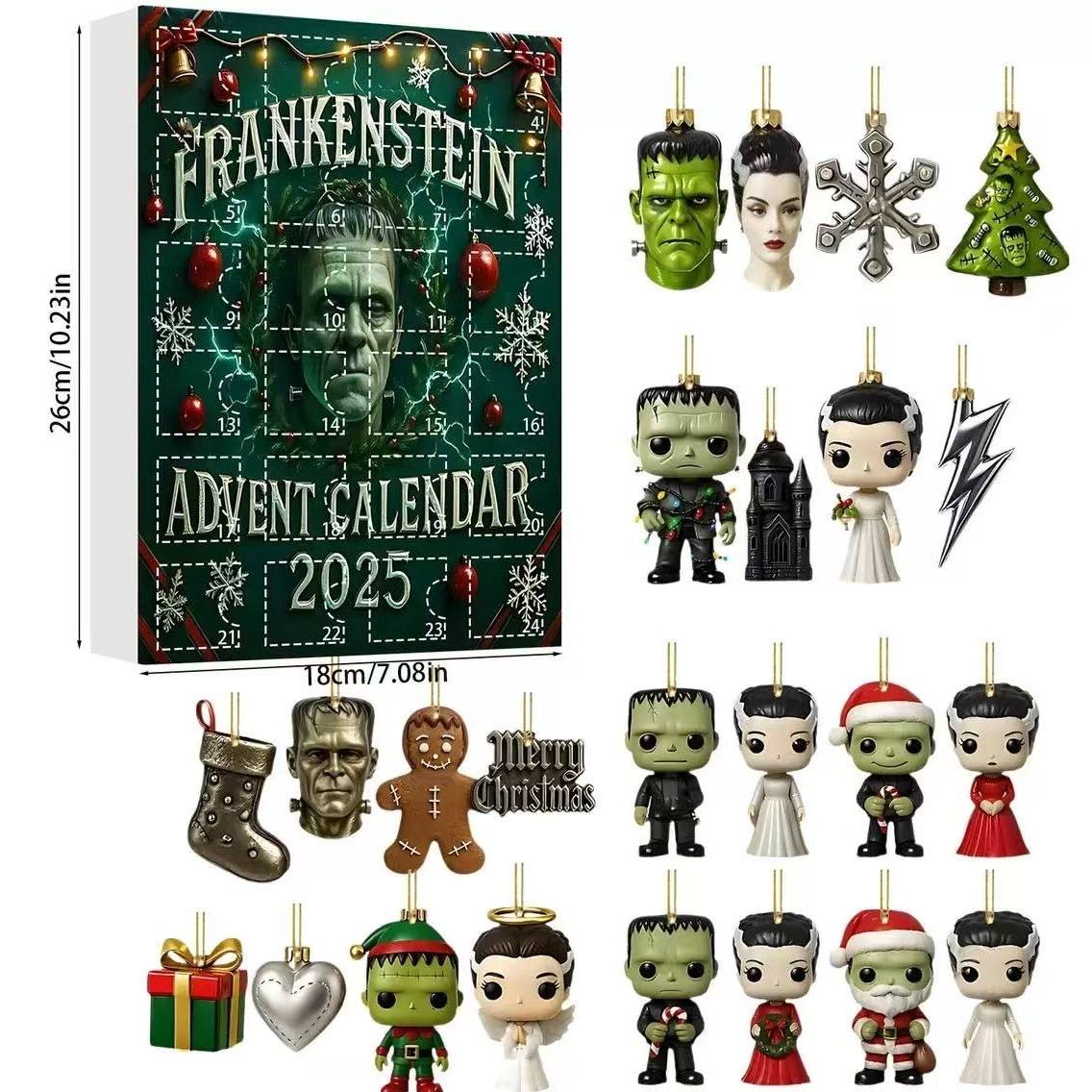 Frankenstein Advent Calendar Box with 24 Surprise 2D Acrylic Mini Figure Keychains
