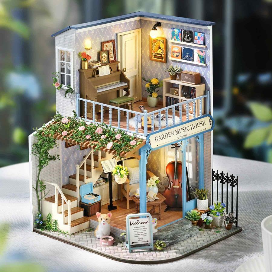 miniature Model of a 'Garden Music House' with interior details and decorative elements.