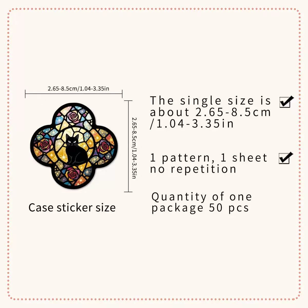 Gothic Stained Glass Cat Stickers Pack