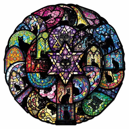 Gothic Stained Glass Cat Stickers Pack
