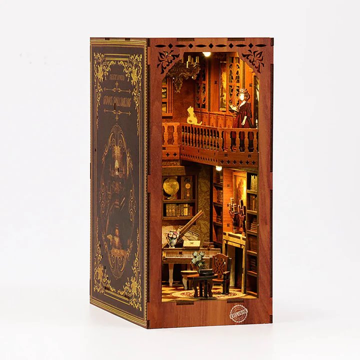 Grimm Cottage DIY Wooden Book Nook | Shelf Insert Decor | 3D Wooden Puzzles Bookend | Miniature Book Stand