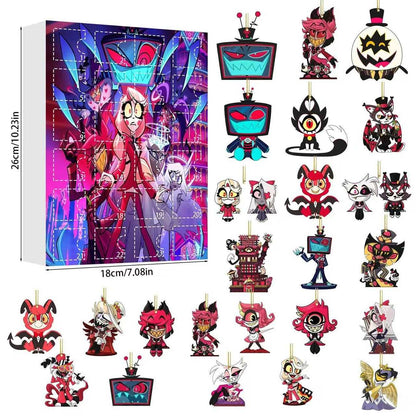 Advent calendar with small figurines on a white background