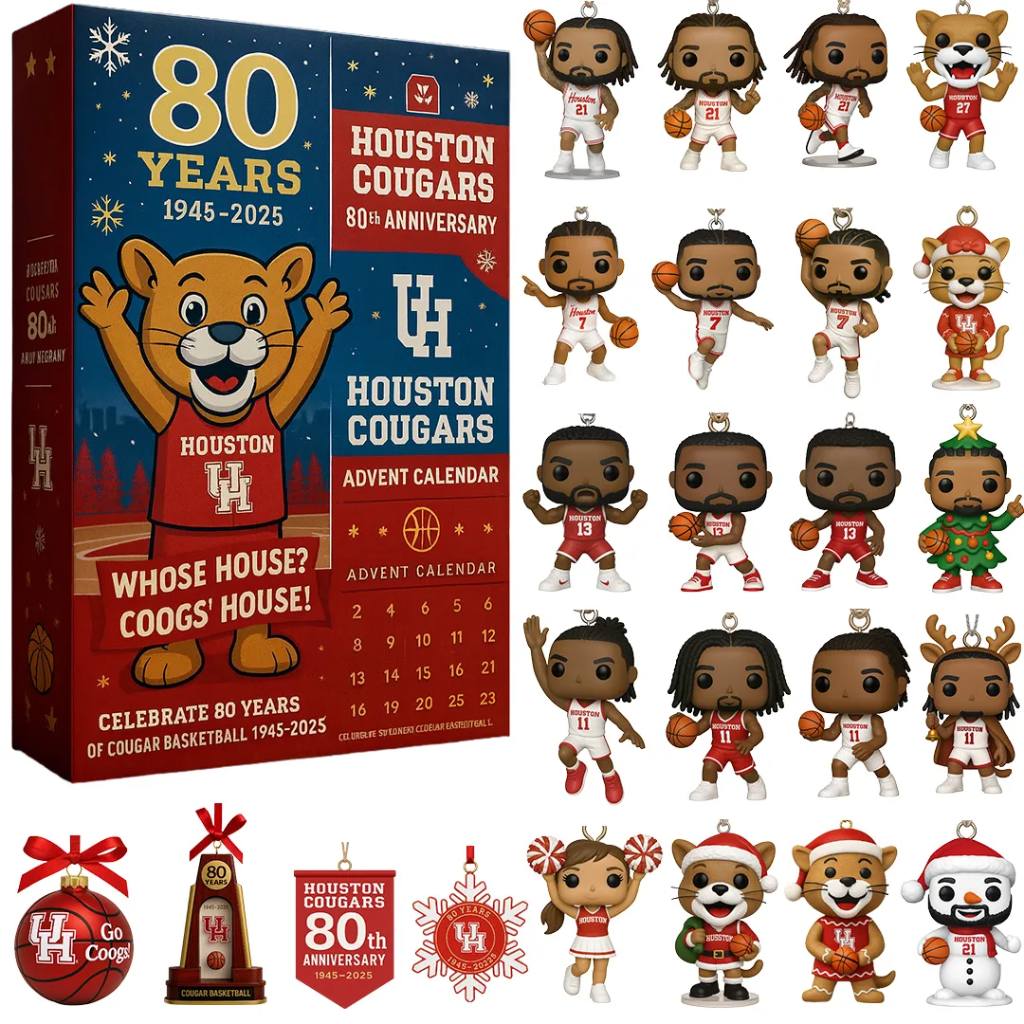 Houston Cougars 80th Anniversary Advent Calendar with figurines and packaging