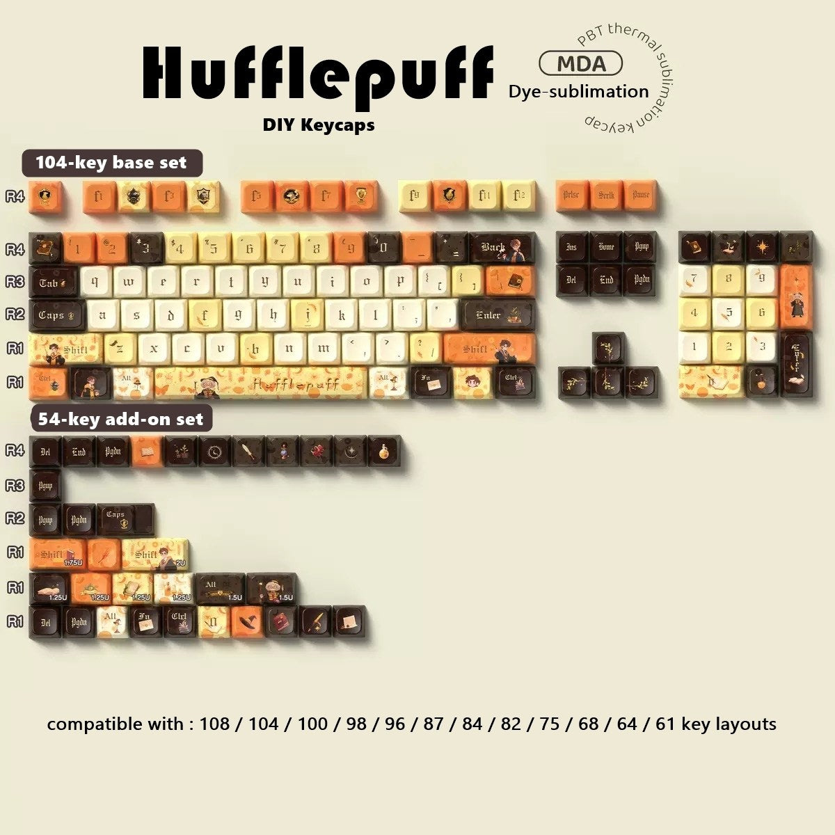 Hufflepuff DIY Keycaps Set