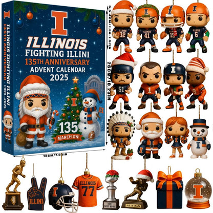 Illinois Fighting Illini advent calendar box and 24 mini figures