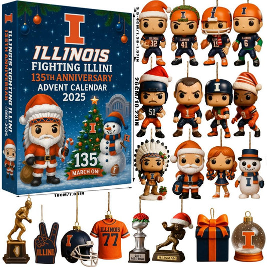 Illinois Fighting Illini advent calendar box and 24 mini figures