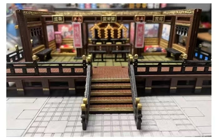 image displaying the base of assembled main hall of Japanese Hakurei Shinto Shrine DIY Miniature House Kit