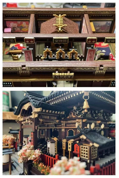 image displaying the details of assembled main hall of Japanese Hakurei Shinto Shrine DIY Miniature House Kit