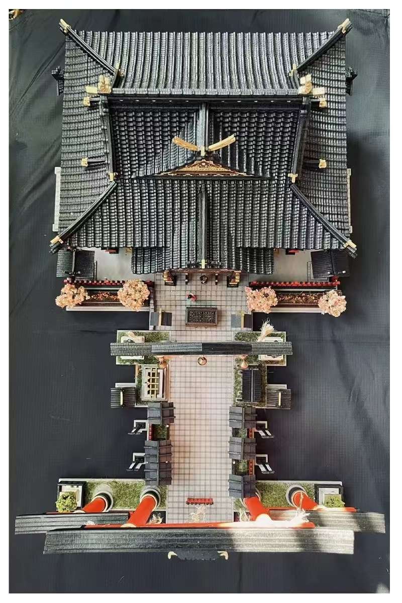 image displaying the top view of Japanese Hakurei Shinto Shrine DIY Miniature House Kit