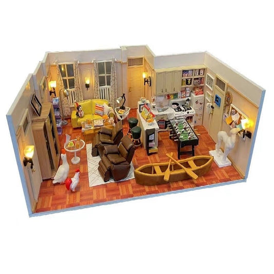 Joey's Apartment DIY Dollhouse kit, a miniature house crafts inspired by the TV show "Friends", perfect for model building lovers, dollhouse collectors, home decor, A great DIY project for "Friends" fans.