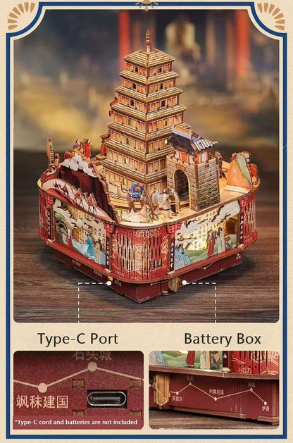 image displaying the dual power options of the Journey to the West DIY Music Box Puzzle