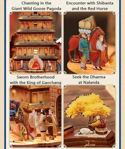 image displaying the miniature scenes of the Journey to the West DIY Music Box Puzzle