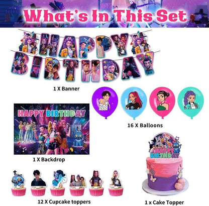 KPop Demon Hunters Birthday Party Decoration Kit