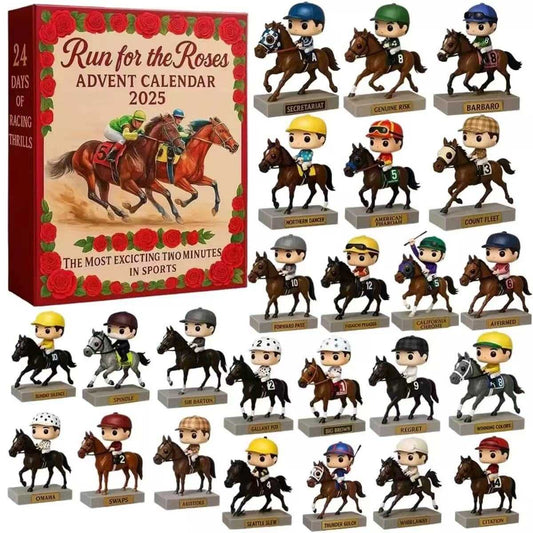 Run for the Roses Advent Calendar 2025 with horse and jockey figurines
