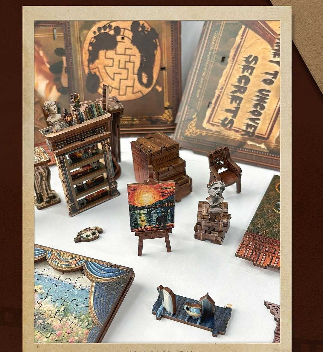 image displaying miniature items of Key Tracking DIY Book Nook Kit