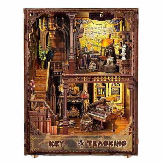 main image of Key Tracking DIY Book Nook Kit, to showcase its intricate miniature scenes from front side