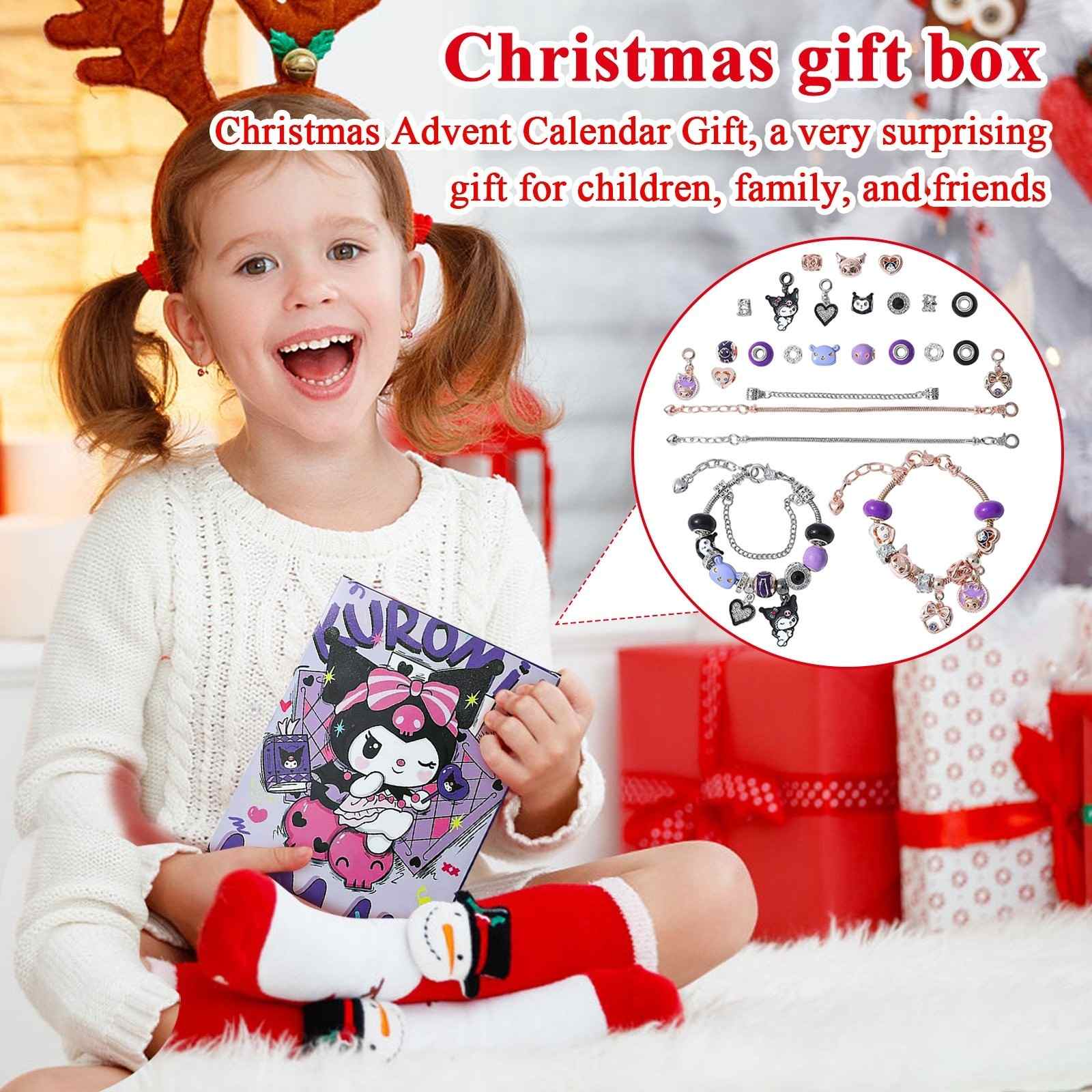 Kuromi DIY Bracelet Set Advent Calendar 2025 | 24 Sanrio Charms