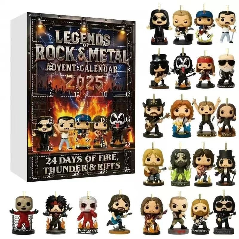Legends of Rock & Metal advent calendar with figurines on a white background