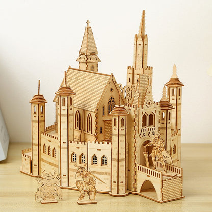 Lost Castle 3D Wooden Mechanical Puzzle - diy miniature crafts - architecture model building kit