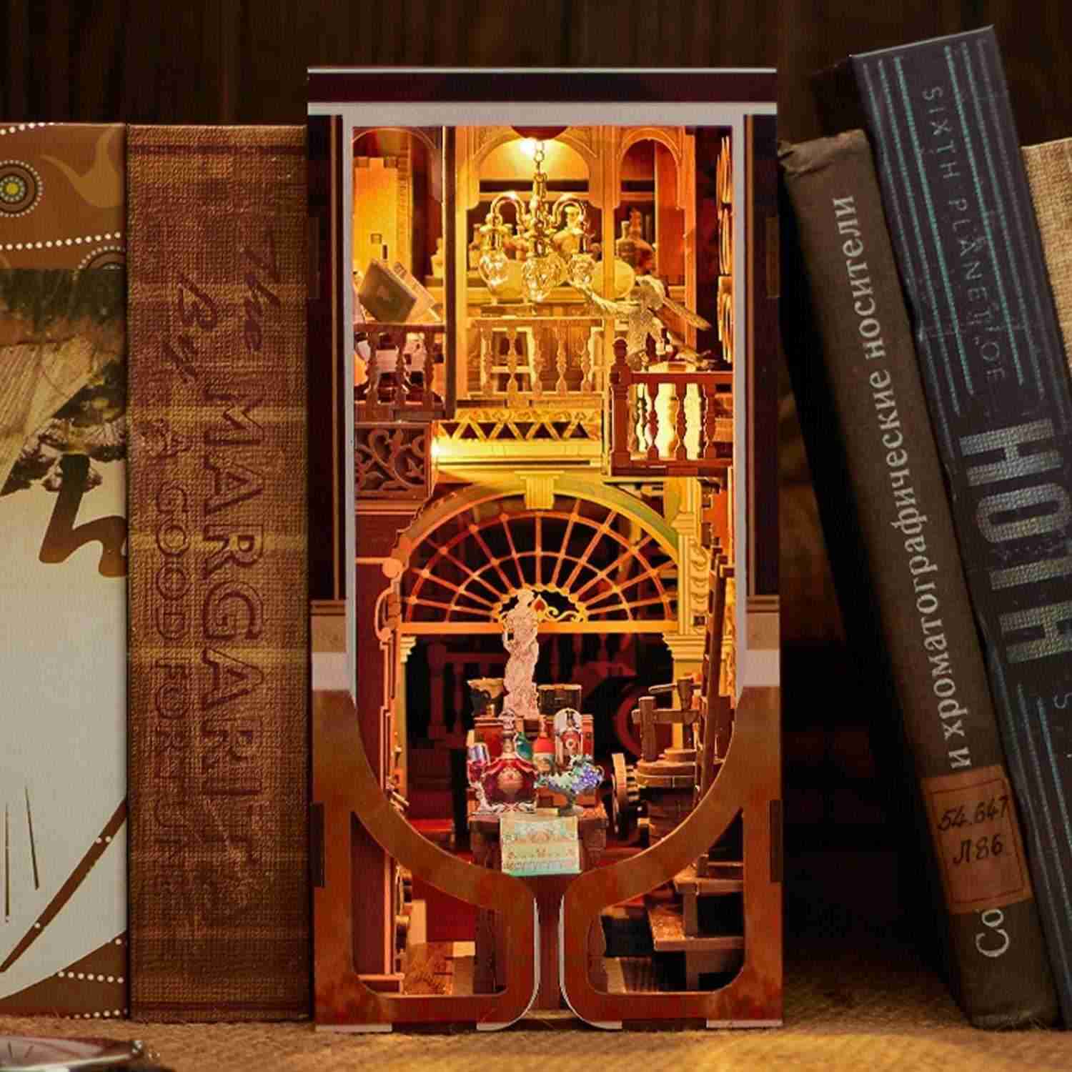 Louis Tavern DIY Book Nook Kit, A charming miniature 3d wooden puzzles  inspired Roaring Twenties of jazz, flappers, and speakeasies, perfect for bookshelf decor, and dollhouse collectors, or a gift a fan of the roaring twenties or just love creating miniature worlds