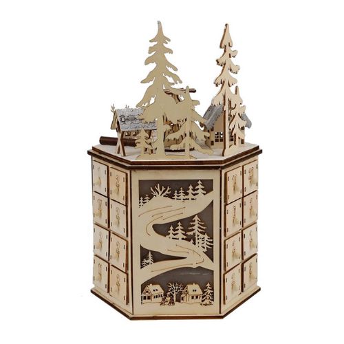 Luminous Christmas Advent Calendar | Revolving Wooden Music Box