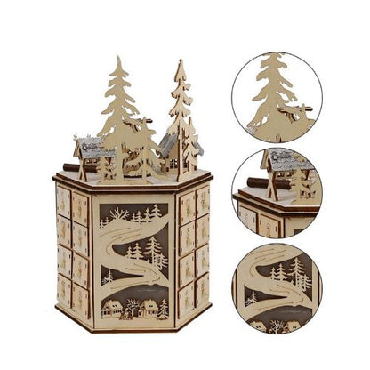 Luminous Christmas Advent Calendar | Revolving Wooden Music Box