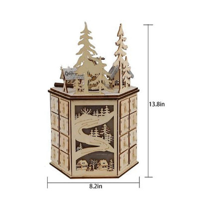 Luminous Christmas Advent Calendar | Revolving Wooden Music Box