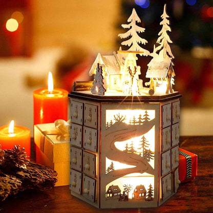 Luminous Christmas Advent Calendar | Revolving Wooden Music Box