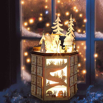 Luminous Christmas Advent Calendar | Revolving Wooden Music Box